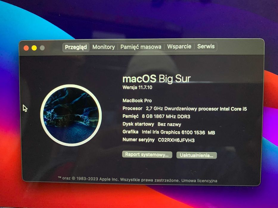 Apple Macbook Pro RETINA A1502 i5 2.7GHz 2016 8GB/128 GB