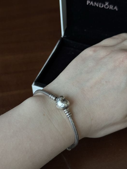 Браслет Pandora срібний із застібкою серце 17 см - оригінал