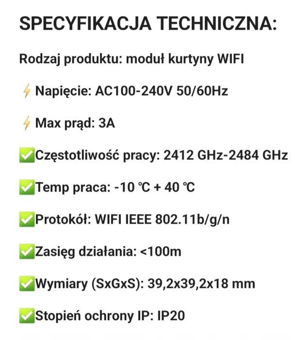 Sterownik rolet smarthome wifi Mini Wifi