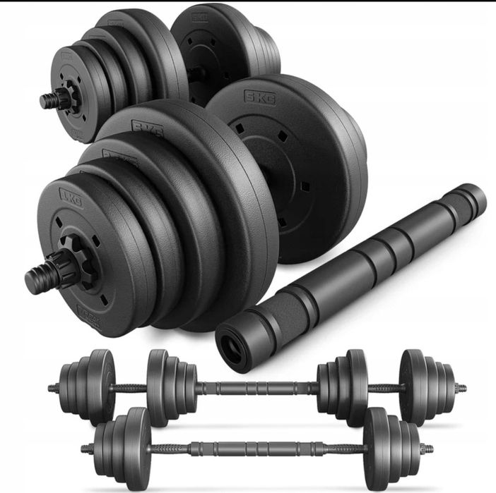 Hantle regulowane bitumiczne sztanga zestaw 40kg Trex Sport