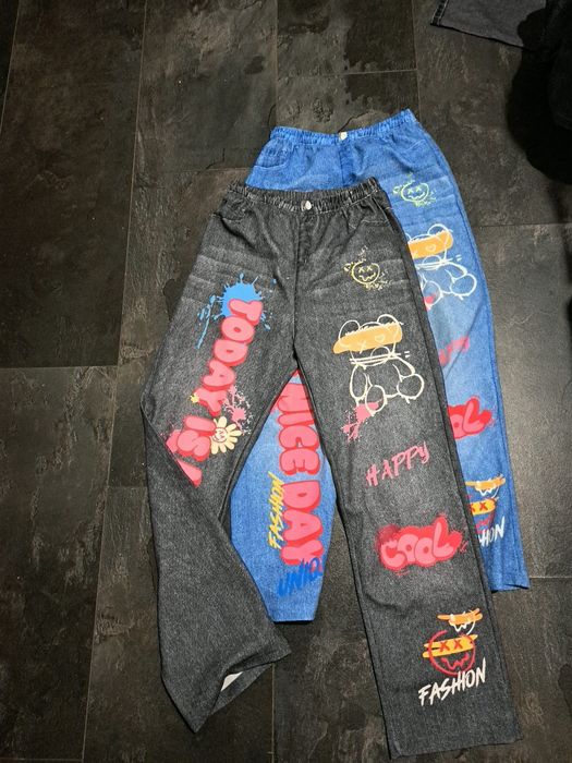 4 pary spodni dziewczęcych 146/152 materiałowe imitujące jeans modne