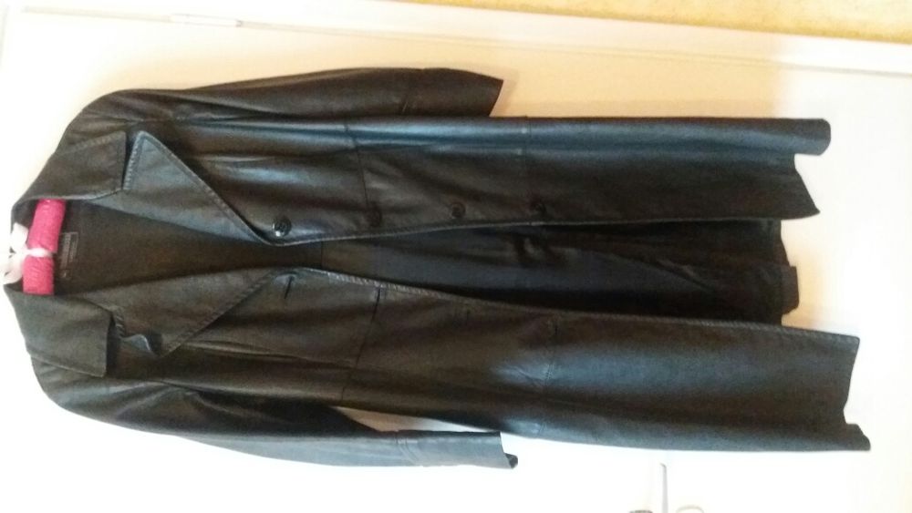 Płaszcz skóra naturalna rozL pachy53cm pas47cm biodra57cm długość117cm