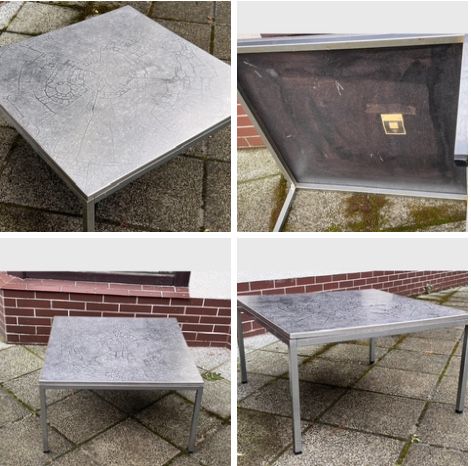 Lilienthal Heinz unikalny stolik kawowy trawione aluminium