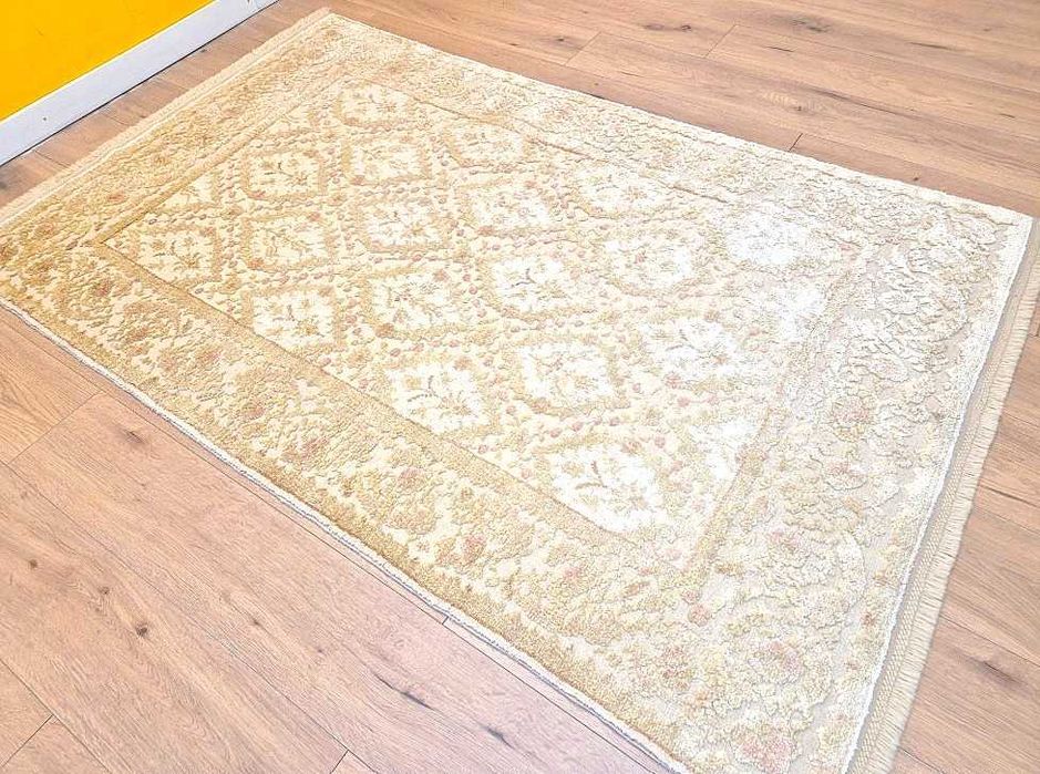 Tapete TURCO OUSHAK (da Anatólia) original de SEDA e LÃ, 195cm x 90cm