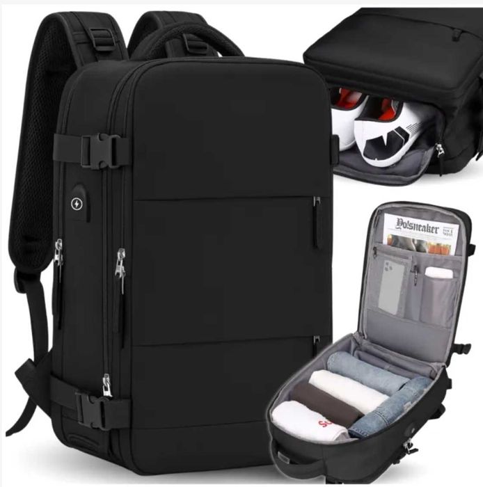 Plecak podróżny 40x30x20 – Ryanair/Wizzair, USB, bagaż podręczny