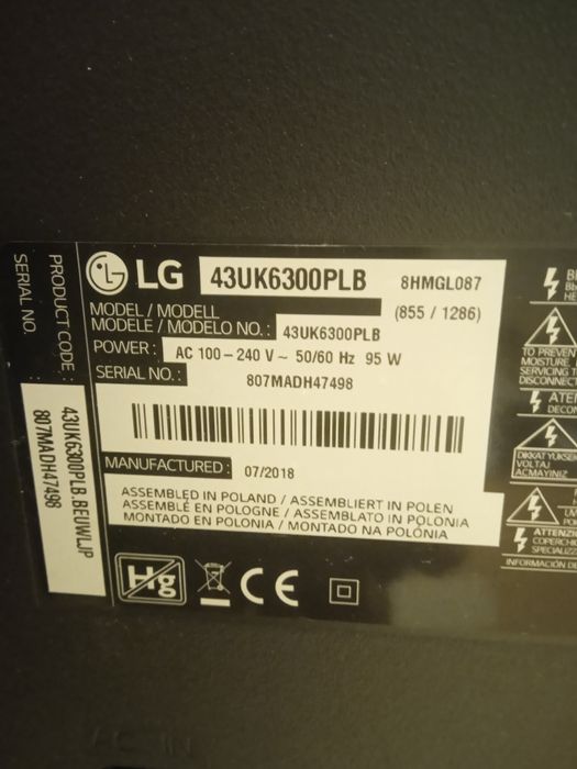 Tv LG 43UK6300PLB ecrã Partido