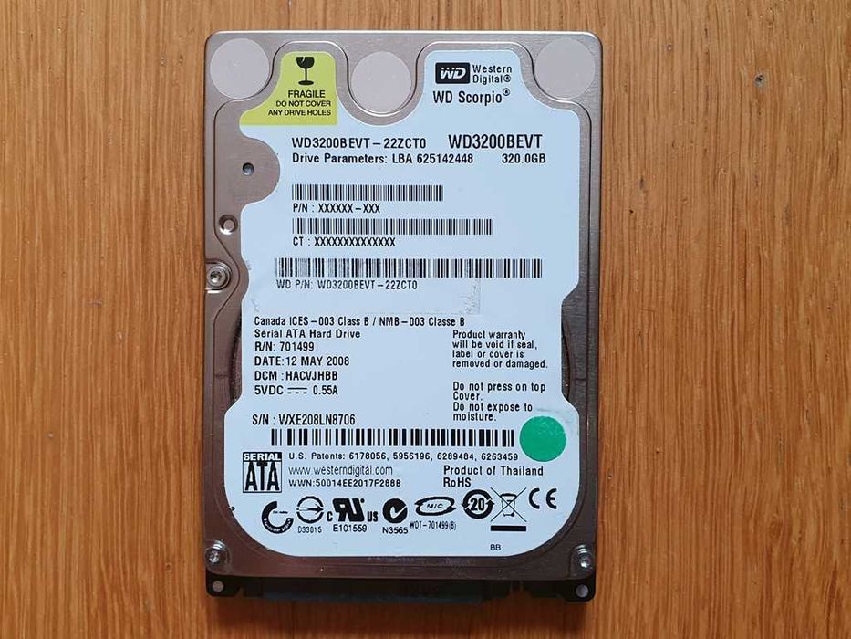 Disco 320Gb WD Scorpio - 2.5" SATA em boas condições64171748433027120