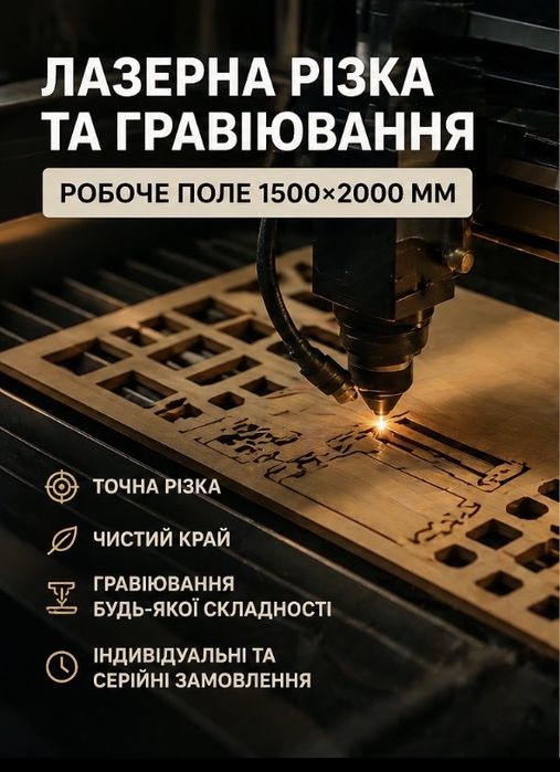 Лазерна різка та гравіювання | Поле 1500×2000 мм