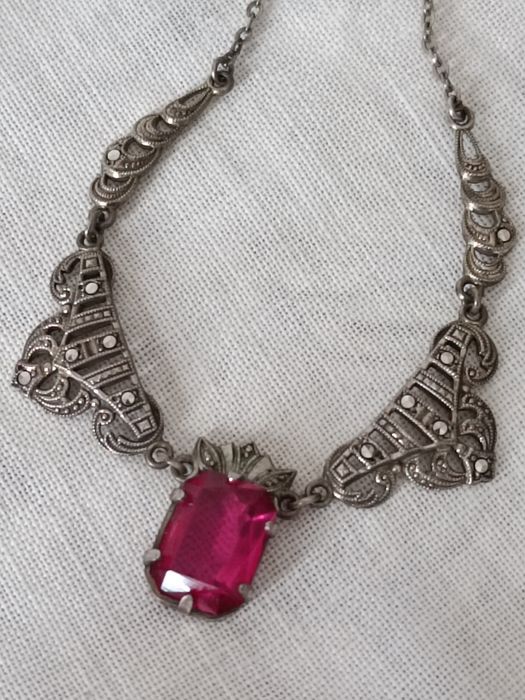 Ожерелье Арт-Деко Серебро, марказиты, шпинель.Изысканность