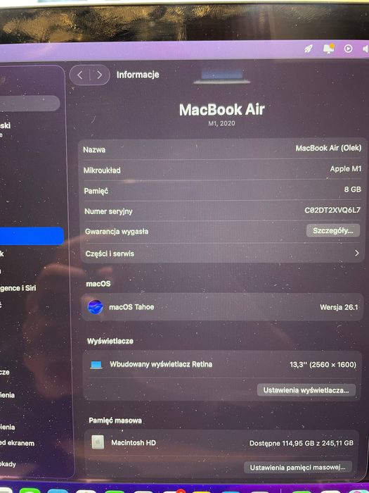 Apple MacBook Air 13 A2337 | Apple M1 | 2020 | Stan Idealny !