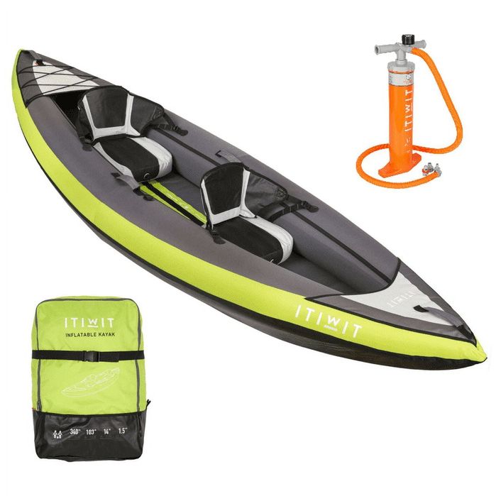 Kayak Insuflável / Conjunto Caiaque para 2 Pessoas com Remos e Bomba /