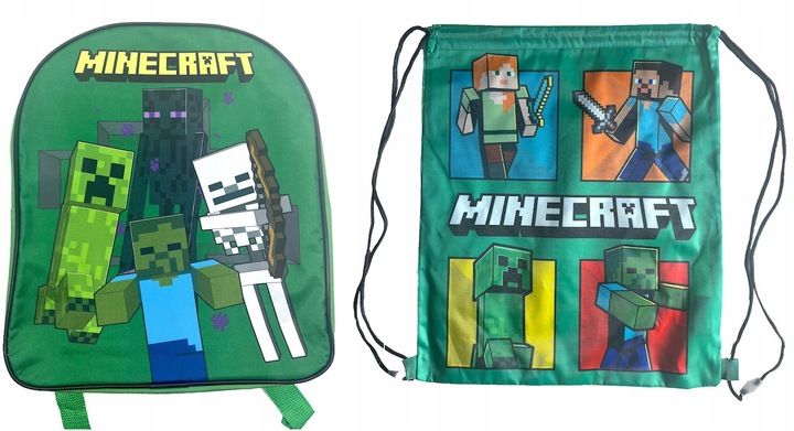 Zestaw Minecraft Plecak + Worek Steve Alex Creeper