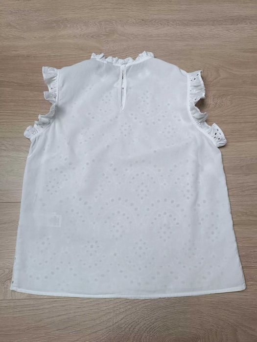 Bluzka biała boho guziczek haft angielski falbanki 'New Look' 36