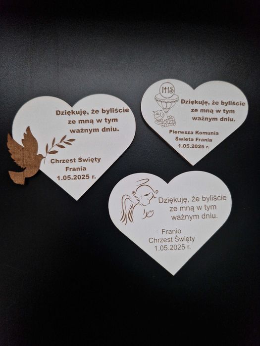 Podziękowania magnes komunia chrzest roczek ślub urodzny dowolny tekst