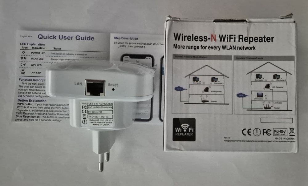 Підсилювач WiFi сигналу Wireless-N repeater, новий, легке налаштування