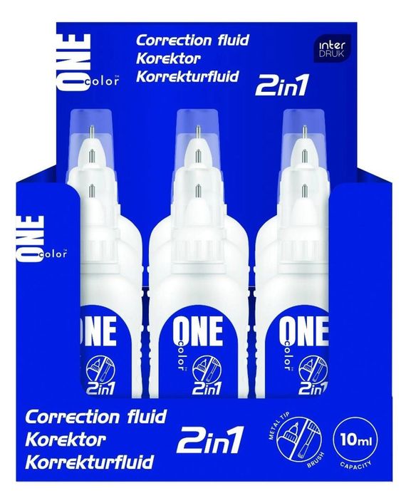 Korektor w pędzelku 2w1/10 ml One Color (12szt) INTERDRUK karton,