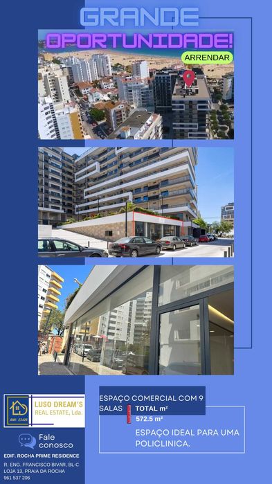 VENDE-SE ESPAÇO COMERCIAL  NOVO COM 9 SALAS PRAIA DA ROCHA