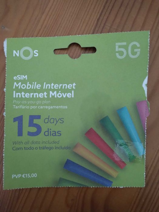Cartão eSIM NOS - dados móveis ilimitados