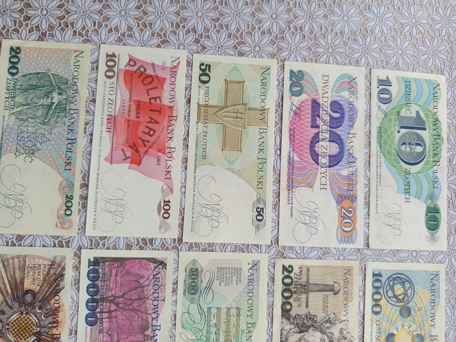 zestaw oryginalnych banknotów PRL