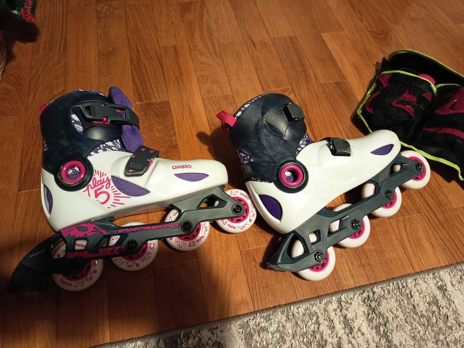 Patins de Criança Cinza-claro 32-34 + Proteções