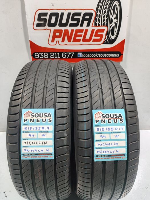 2 Pneus semi novos Michelin 215-55R17 Oferta dos Portes