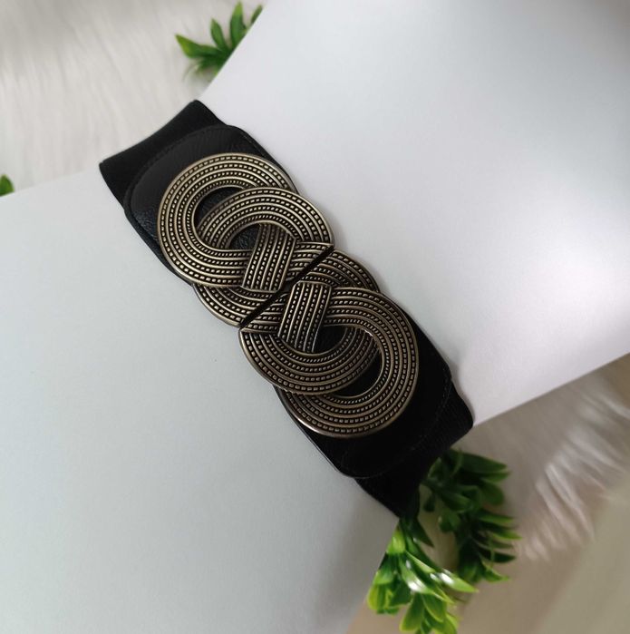 Damski Czarny Szeroki pasek Elastyczny do Sukienki lub Koszuli