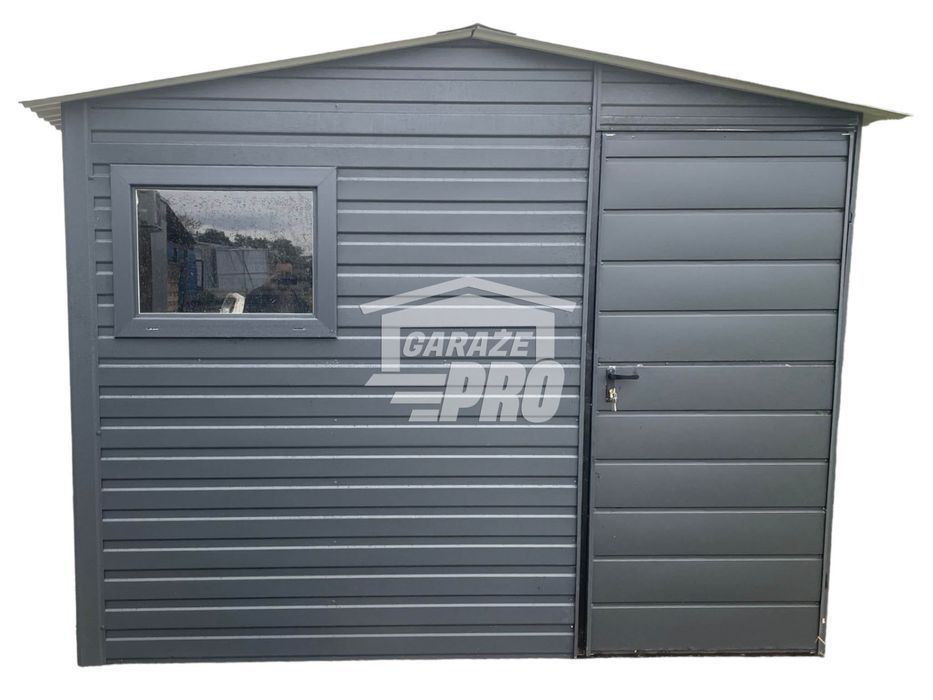 Domek Ogrodowy 3x3 Drzwi Okno Dach dwuspadowy Antracyt GP228