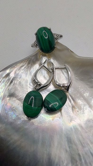 Malachit. Nowy pierścionek i kolczyki.