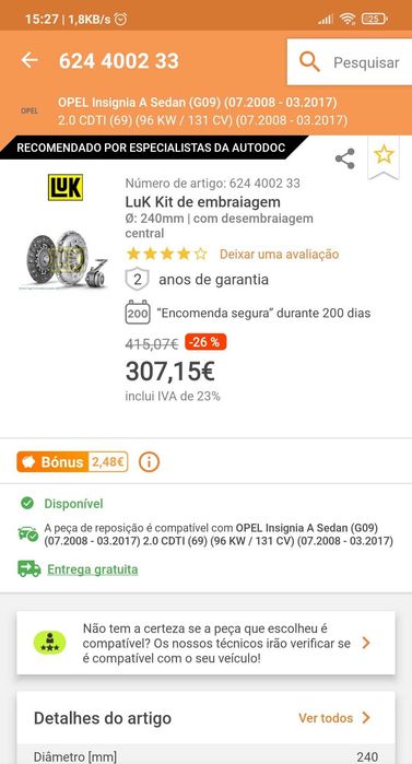Kit Embraiagem - Opel Insignia [NOVA]