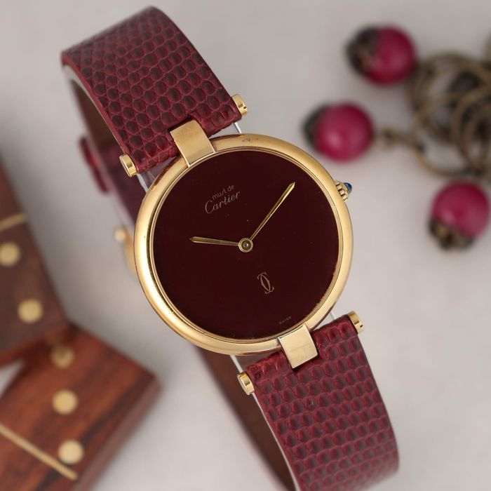 Zegarek damski Cartier Must Burgundy 30mm piekny