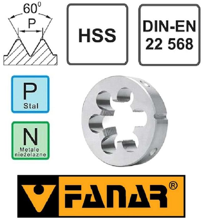 Narzynka do stali HSS DIE-800 DIN 22568 M14 - 6g Fanar