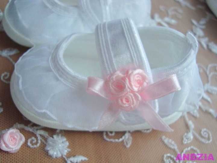 Pantofelki BUCIKI do CHRZTU buty 9,10,11,12,13 cm