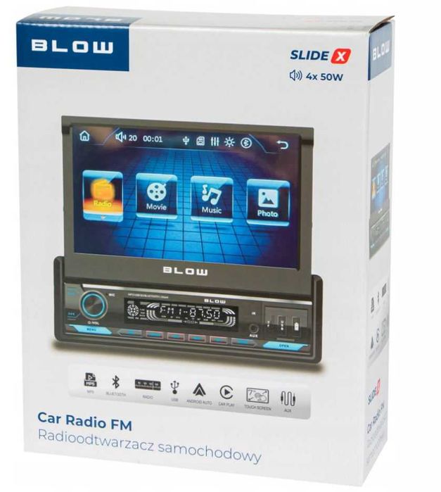 Radio samochodowe Wysuwany Ekran 7 Carplay Bluetooth Android Auto 1DIN