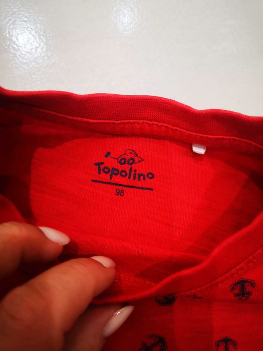 Topolino t-shirt czerwony w kotwice 98 cm 2-3 lata