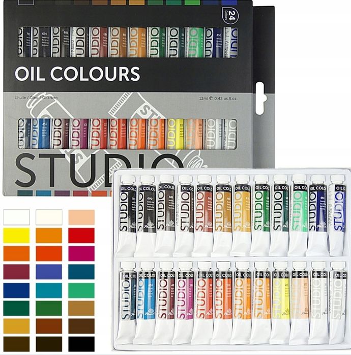 Zestaw 24szt farb olejnych Phoenix STUDIO malarstwo artystyczne 24 x 12ml