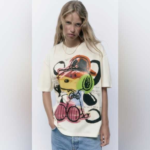 Футболка з принтом бавовна футболка с принтом хлопок Zara