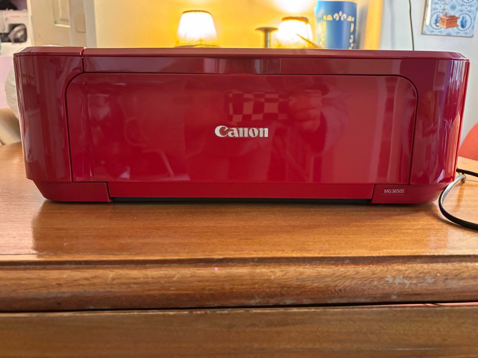 Canon PIXMA MG3650S wireless inkjet printer in a bold red finish.