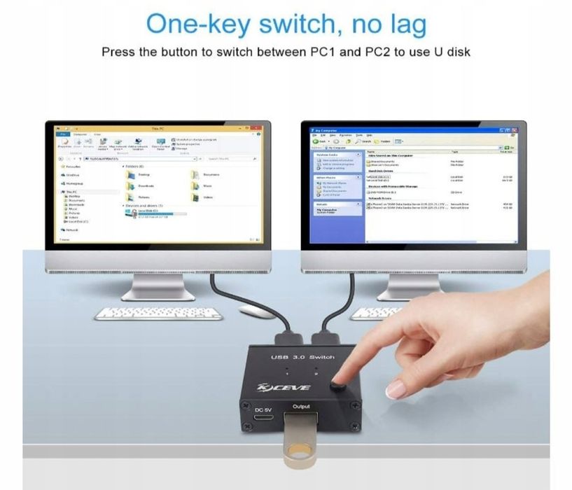 Selektor przełącznika USB 3.0 2 na 1 wyjście KCEVE