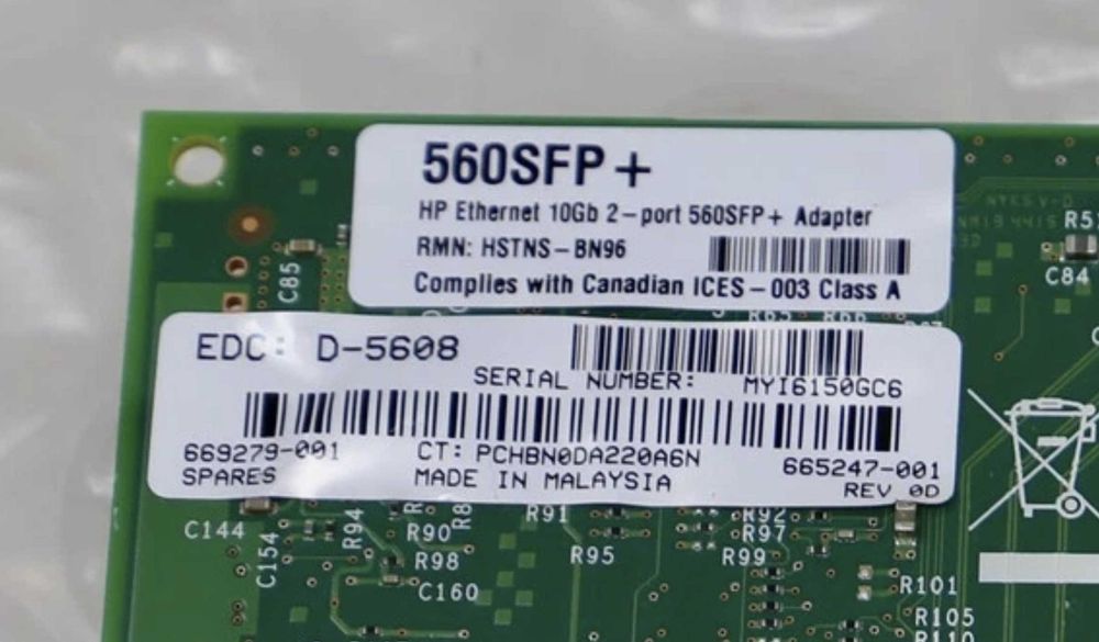 Оригінал! Мережева карта Intel X520-DA2 10GbE SFP+ PCI-E (HP 560SFP+)