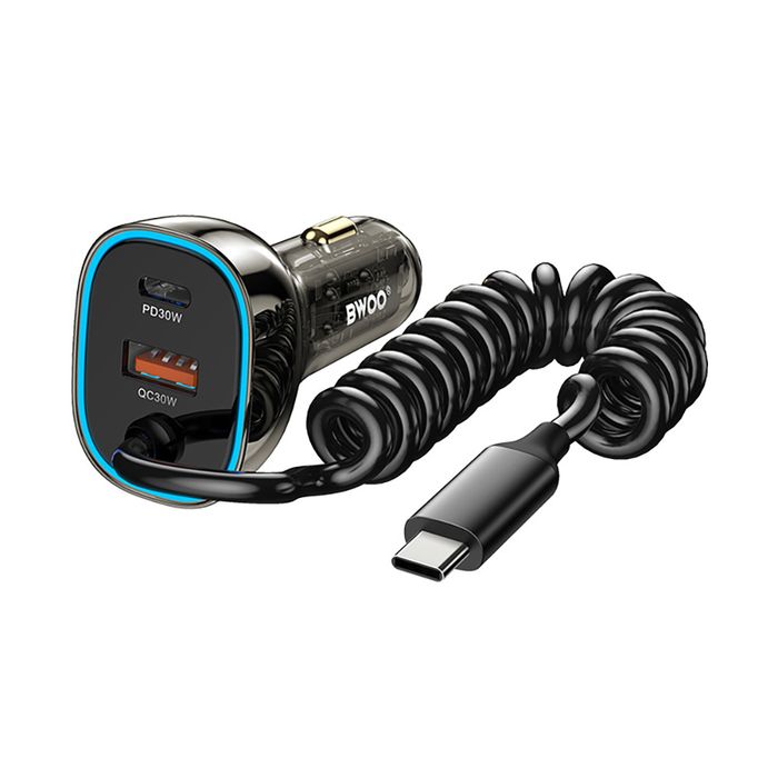 BWOO ładowarka samochodowa PD CC96C 1x USB-C 1x USB 30W z kabelem USB-