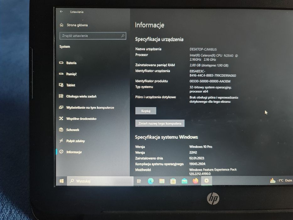mały Laptop HP Stream 11 Pro
