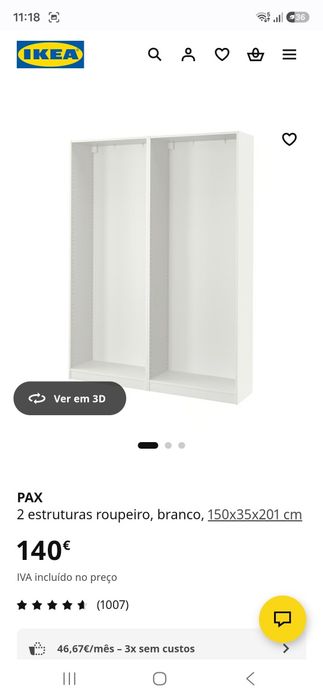 Roupeiro Pax Ikea 150x200x35