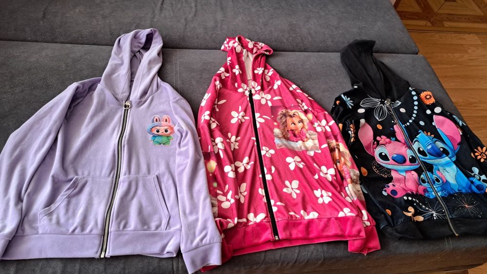 Zestaw 3 Bluzy Welurowe dla dziewczynki roz.152/158