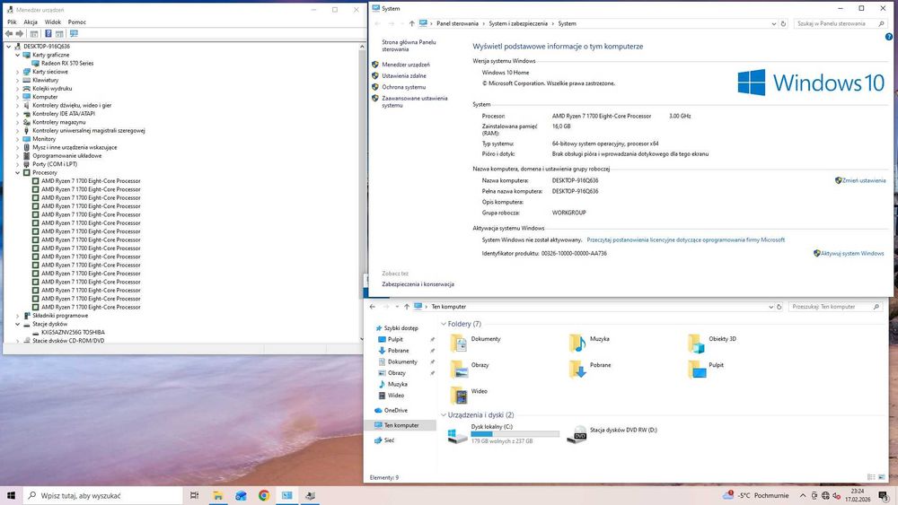 Komputer Ryzen 7 16x3.7 GHz/16GB DDR4/SSD/RX 570/Win10