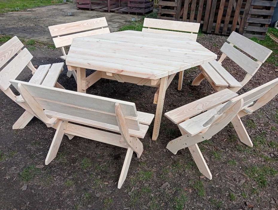 Meble Ogrodowe 12 osób stół + 6 ławek Od ręki!