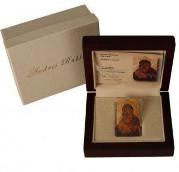 Колекційна монета - Ікона " ВОЛОДИМИРСЬКА". СРІБЛО . Набір. Сертифікат