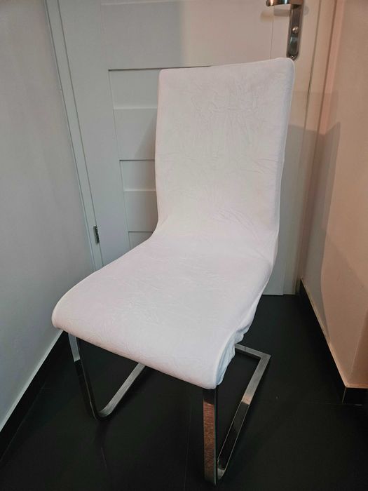 Pokrowce na krzesła miękkie welurowe białe 4 sztuki komplet