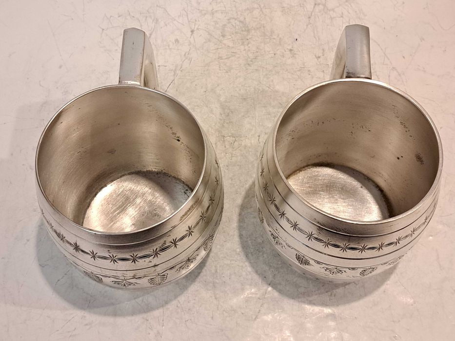 Резные бокалы -  Пивная бочка -  латунь, серебрение.