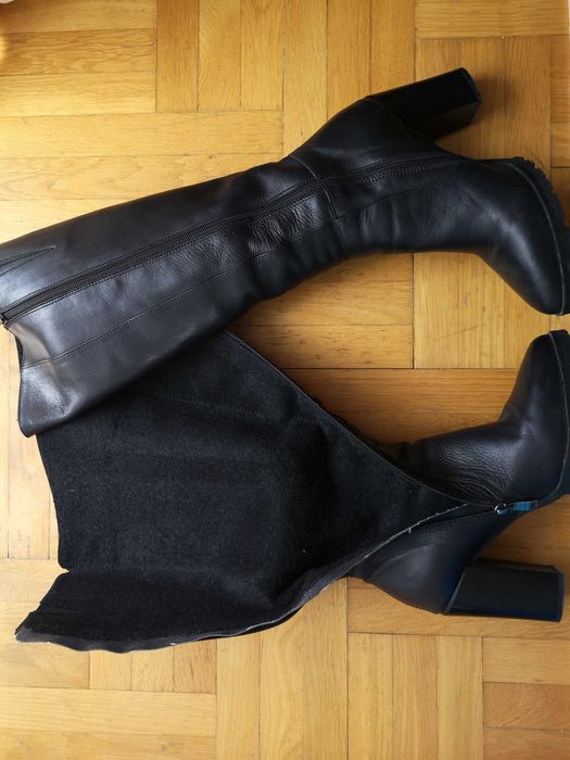 Buty kozaki damskie Nessi na obcasie skóra rozm 38 jak nowe
