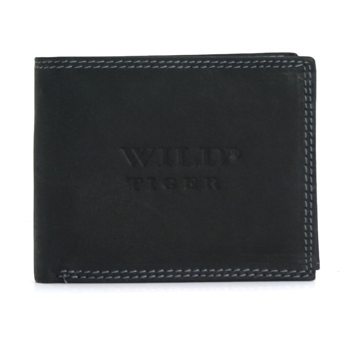 portfel męski skóra nubuk wild tiger - czarny